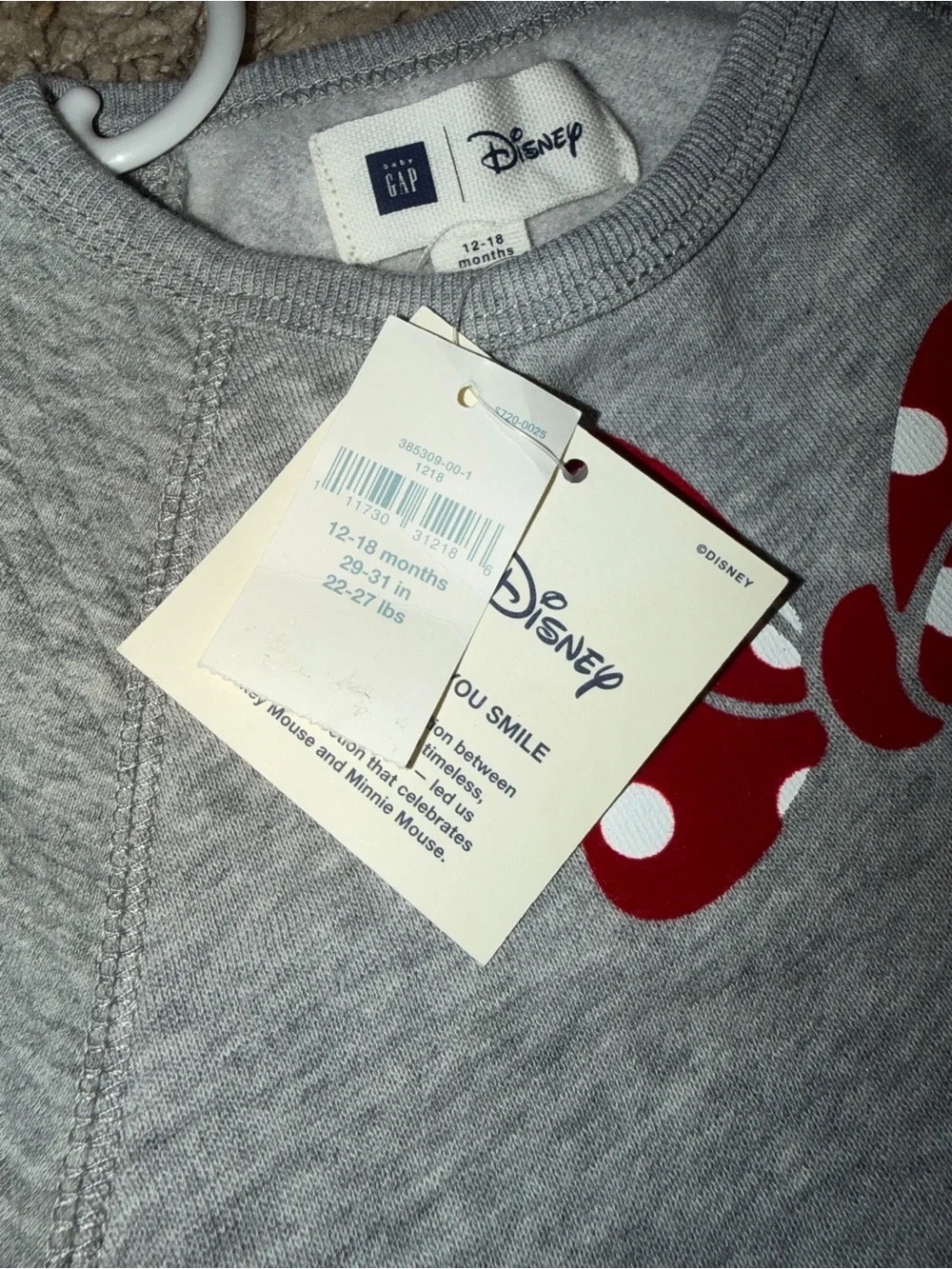 Baby GAP x Disney Gray Minnie Mouse Sweatshirt dress with matching bloomers